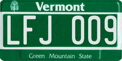 VT license plate LFJ009