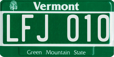 VT license plate LFJ010