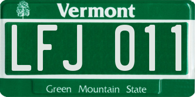 VT license plate LFJ011