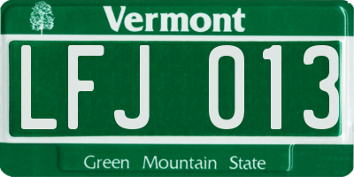 VT license plate LFJ013