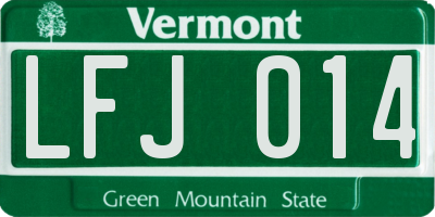 VT license plate LFJ014