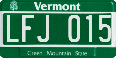 VT license plate LFJ015