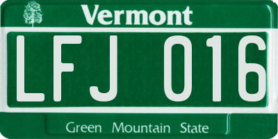 VT license plate LFJ016