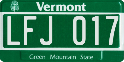 VT license plate LFJ017