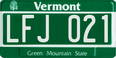 VT license plate LFJ021