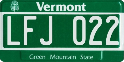 VT license plate LFJ022