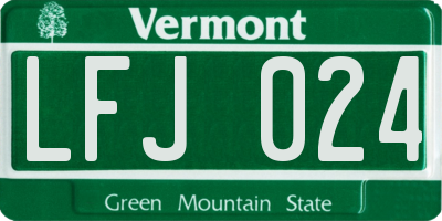 VT license plate LFJ024