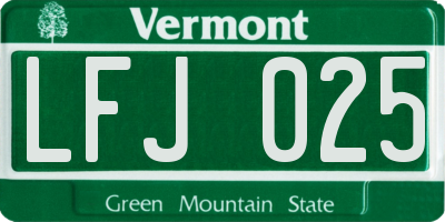 VT license plate LFJ025