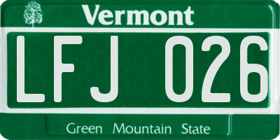 VT license plate LFJ026