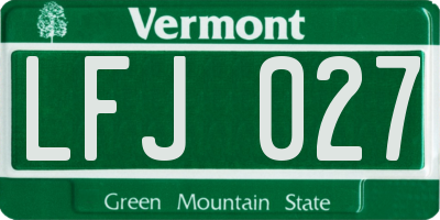 VT license plate LFJ027