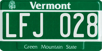 VT license plate LFJ028