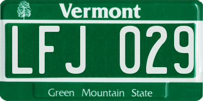 VT license plate LFJ029