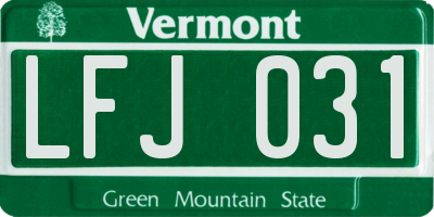 VT license plate LFJ031