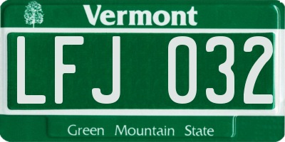 VT license plate LFJ032