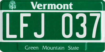 VT license plate LFJ037