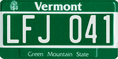 VT license plate LFJ041