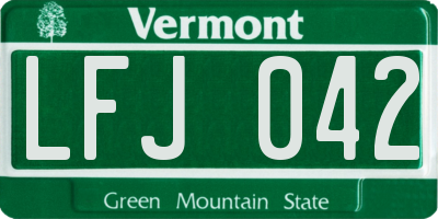 VT license plate LFJ042