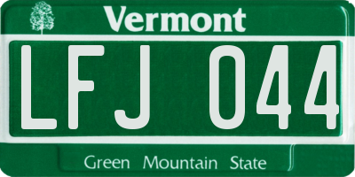 VT license plate LFJ044
