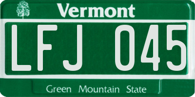 VT license plate LFJ045