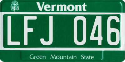 VT license plate LFJ046