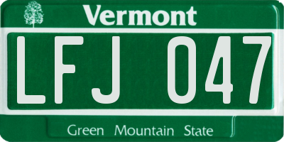 VT license plate LFJ047