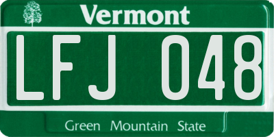 VT license plate LFJ048