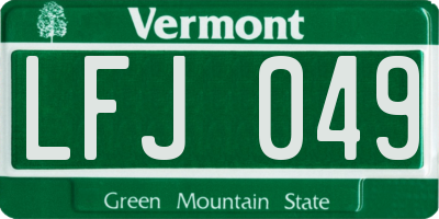 VT license plate LFJ049