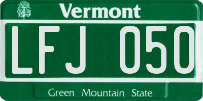 VT license plate LFJ050