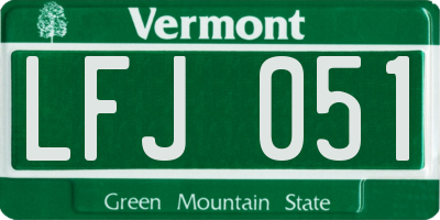VT license plate LFJ051