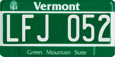 VT license plate LFJ052