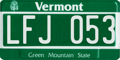 VT license plate LFJ053