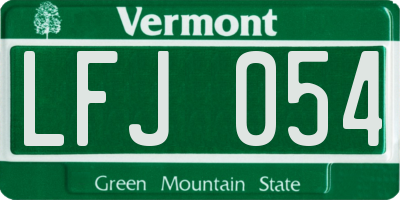 VT license plate LFJ054