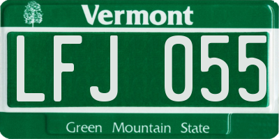 VT license plate LFJ055