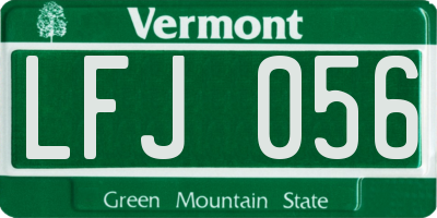 VT license plate LFJ056