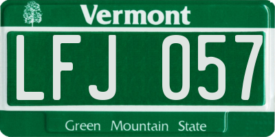VT license plate LFJ057
