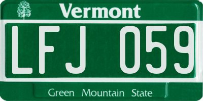 VT license plate LFJ059