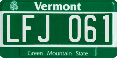 VT license plate LFJ061