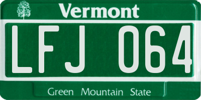 VT license plate LFJ064