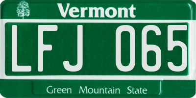 VT license plate LFJ065