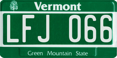 VT license plate LFJ066