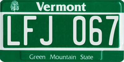 VT license plate LFJ067