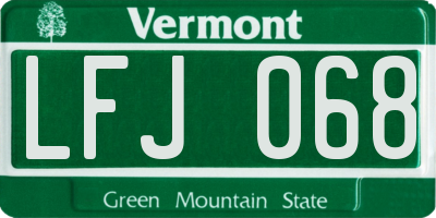 VT license plate LFJ068