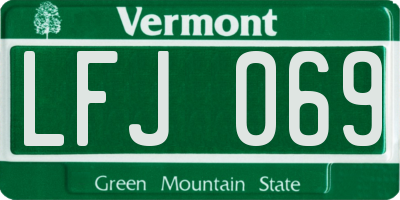 VT license plate LFJ069