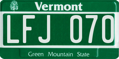 VT license plate LFJ070
