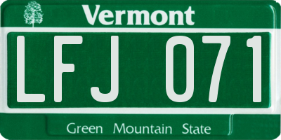 VT license plate LFJ071