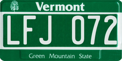 VT license plate LFJ072