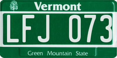 VT license plate LFJ073