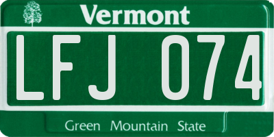 VT license plate LFJ074