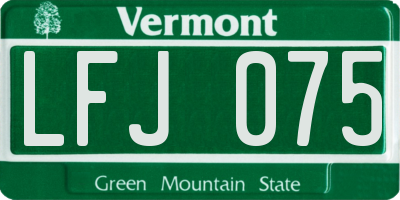 VT license plate LFJ075