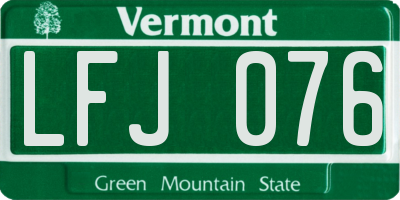 VT license plate LFJ076